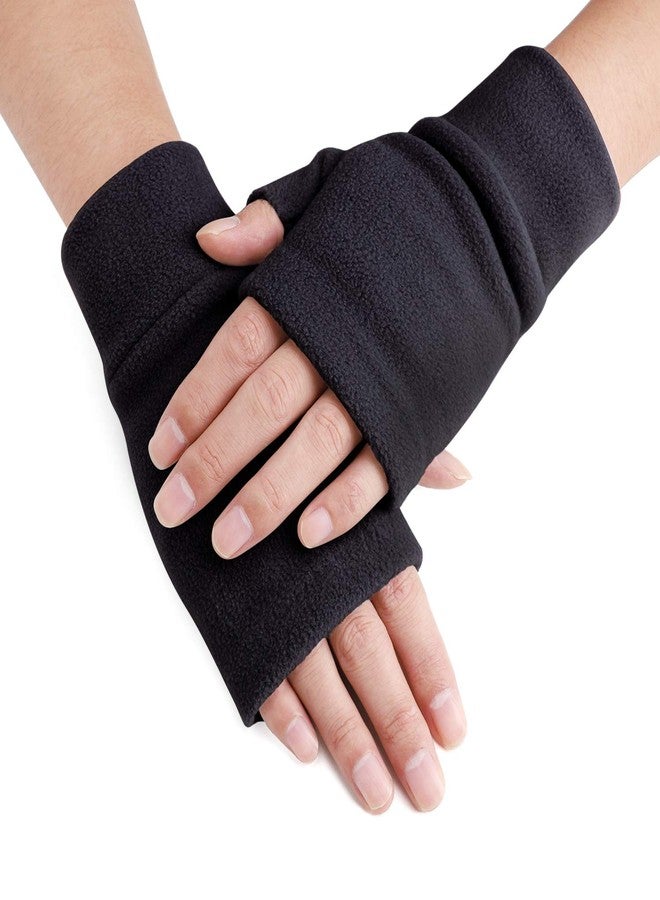 RUIXIB Women Men Fleece Fingerless Gloves Winter Warm Half Finger Gloves Half Mitten - Image 4